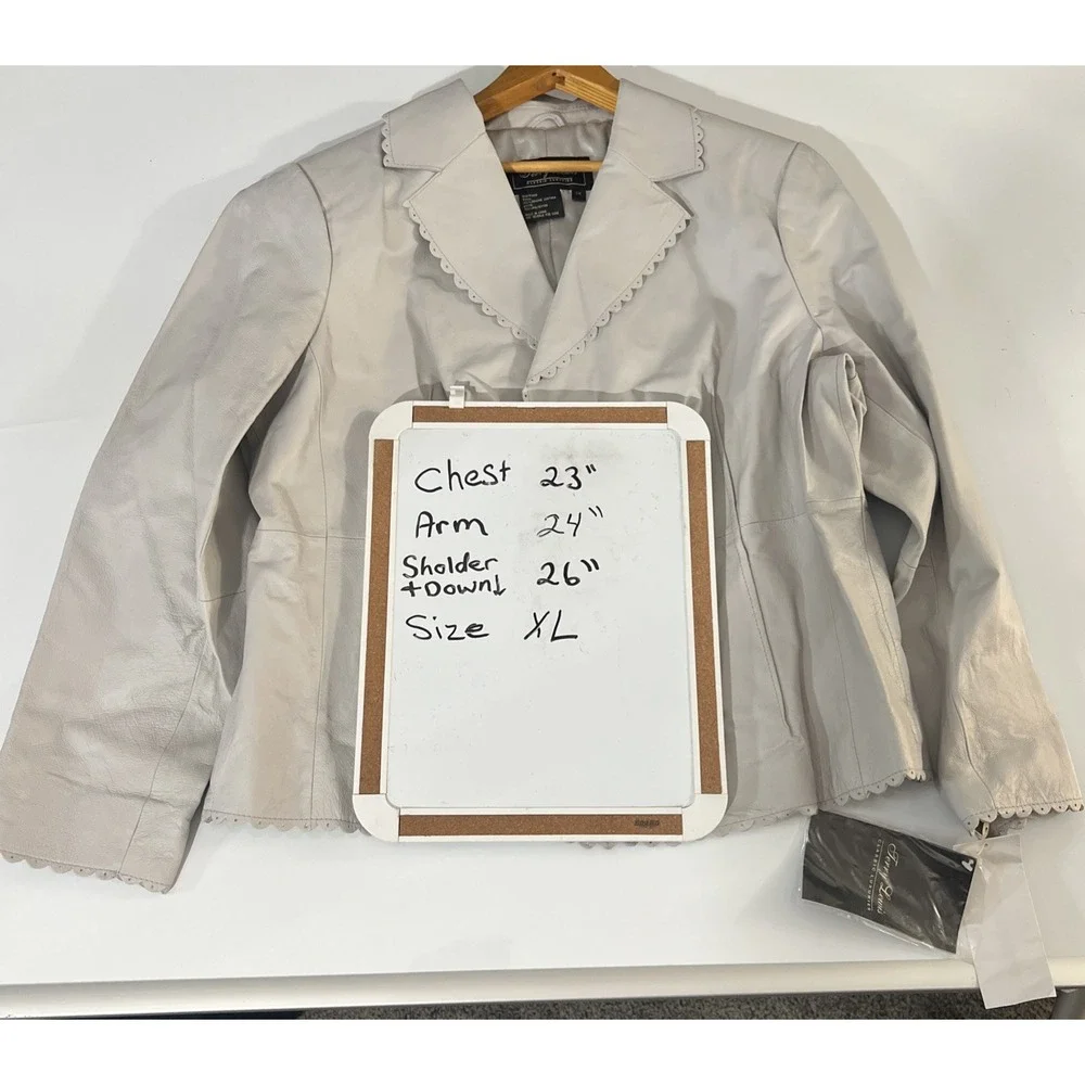 NEW IVORY‎ WHITE LAMB LEATHER JACKET WOMEN WOMAN SIZE XL Terry Lewis